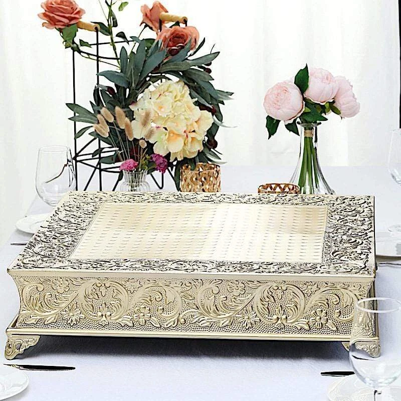 22" X 22" Square Floral Embossed Wedding Cake Stand 13 22" X 22" Square Floral Embossed Wedding Cake Stand - Image 11