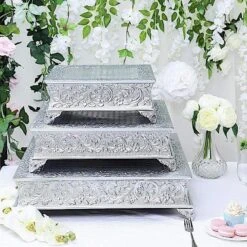 22" X 22" Square Floral Embossed Wedding Cake Stand 19 22" X 22" Square Floral Embossed Wedding Cake Stand -Optimal Home Decoration 22 x 22 square floral embossed wedding cake stand 28930548400191