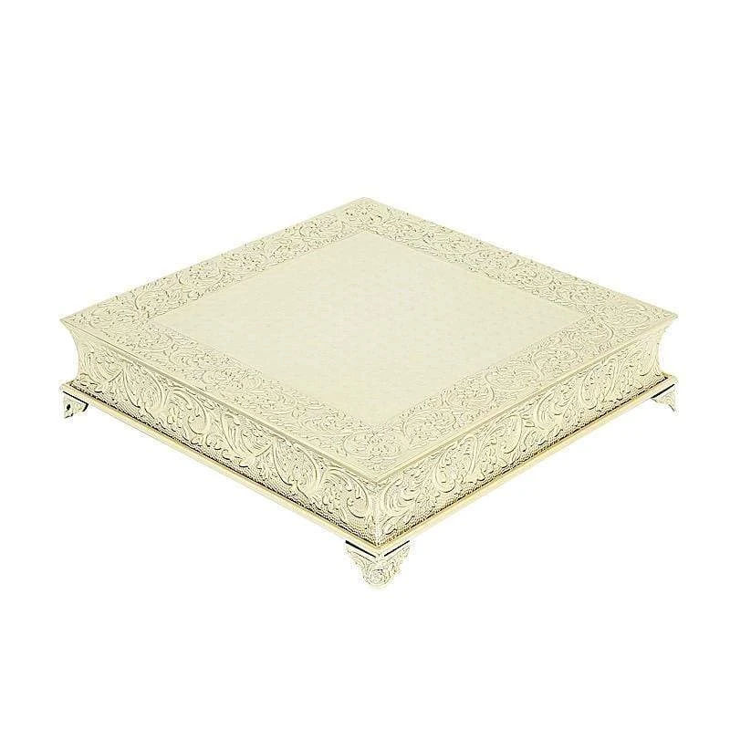 22" X 22" Square Floral Embossed Wedding Cake Stand 9 22" X 22" Square Floral Embossed Wedding Cake Stand - Image 7