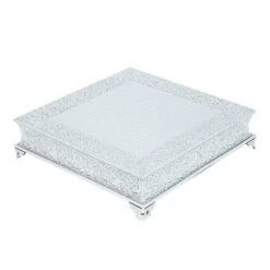 22" X 22" Square Floral Embossed Wedding Cake Stand