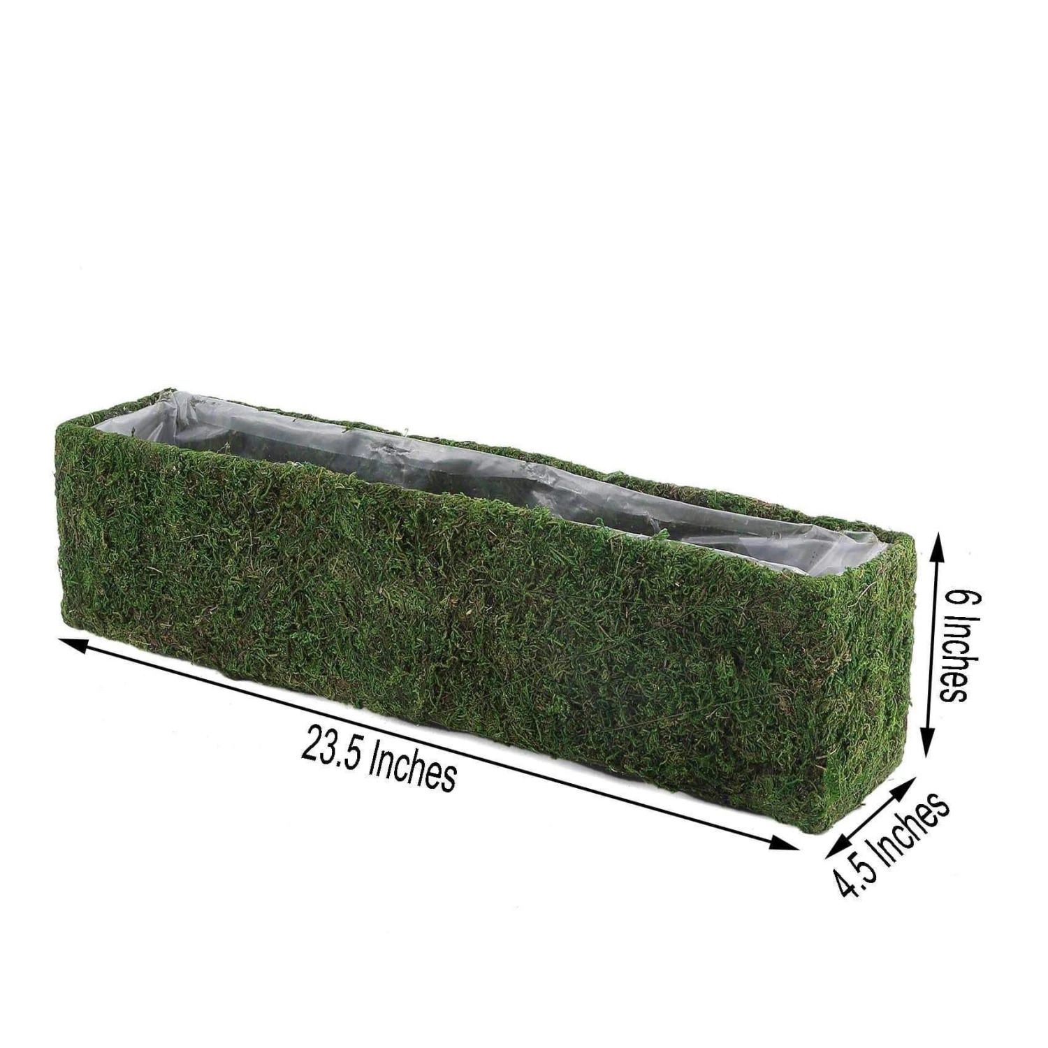23.5" Long Natural Moss Rectangular Planter Box - Green 4 23.5" Long Natural Moss Rectangular Planter Box - Green - Image 2