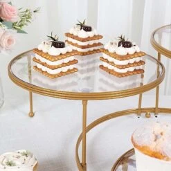 23" Round 3 Tier Metal Cake Dessert Stand With Acrylic Plates - Gold And Clear -Optimal Home Decoration 23 round 3 tier metal cake dessert stand with acrylic plates gold and clear chdlr cake15 gold 30686644863039