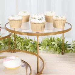 23" Round 3 Tier Metal Cake Dessert Stand With Acrylic Plates - Gold And Clear -Optimal Home Decoration 23 round 3 tier metal cake dessert stand with acrylic plates gold and clear chdlr cake15 gold 30686644895807