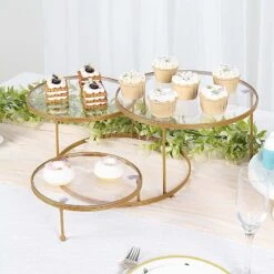 23" Round 3 Tier Metal Cake Dessert Stand With Acrylic Plates - Gold And Clear -Optimal Home Decoration 23 round 3 tier metal cake dessert stand with acrylic plates gold and clear chdlr cake15 gold 30686644994111
