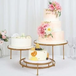 23" Round 3 Tier Metal Cake Dessert Stand With Acrylic Plates - Gold And Clear -Optimal Home Decoration 23 round 3 tier metal cake dessert stand with acrylic plates gold and clear chdlr cake15 gold 30686645026879