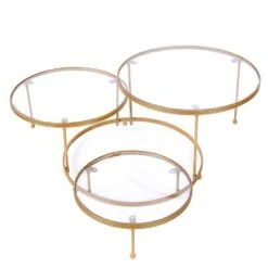 23" Round 3 Tier Metal Cake Dessert Stand With Acrylic Plates - Gold And Clear