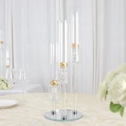 23" Tall 3 Arm Crystal Glass Round Candelabra Taper Candle Holder - Clear 18 23" Tall 3 Arm Crystal Glass Round Candelabra Taper Candle Holder - Clear -Optimal Home Decoration 23 tall 3 arm crystal glass round candelabra taper candle holder clear chdlr cand 030r 3 clr 30100215005247