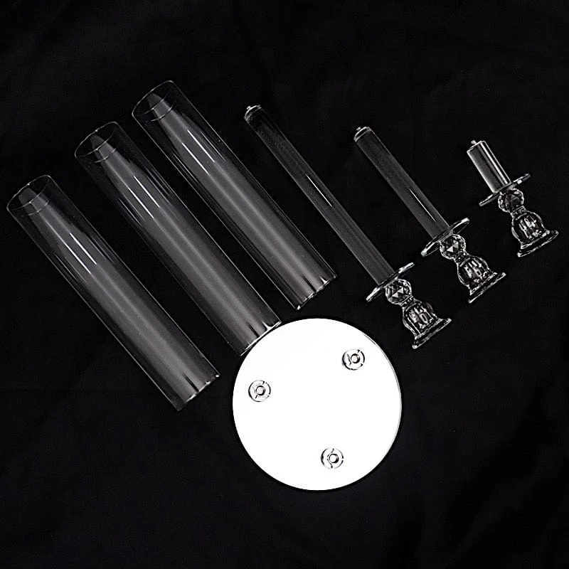 23" Tall 3 Arm Crystal Glass Round Candelabra Taper Candle Holder - Clear 5 23" Tall 3 Arm Crystal Glass Round Candelabra Taper Candle Holder - Clear - Image 3