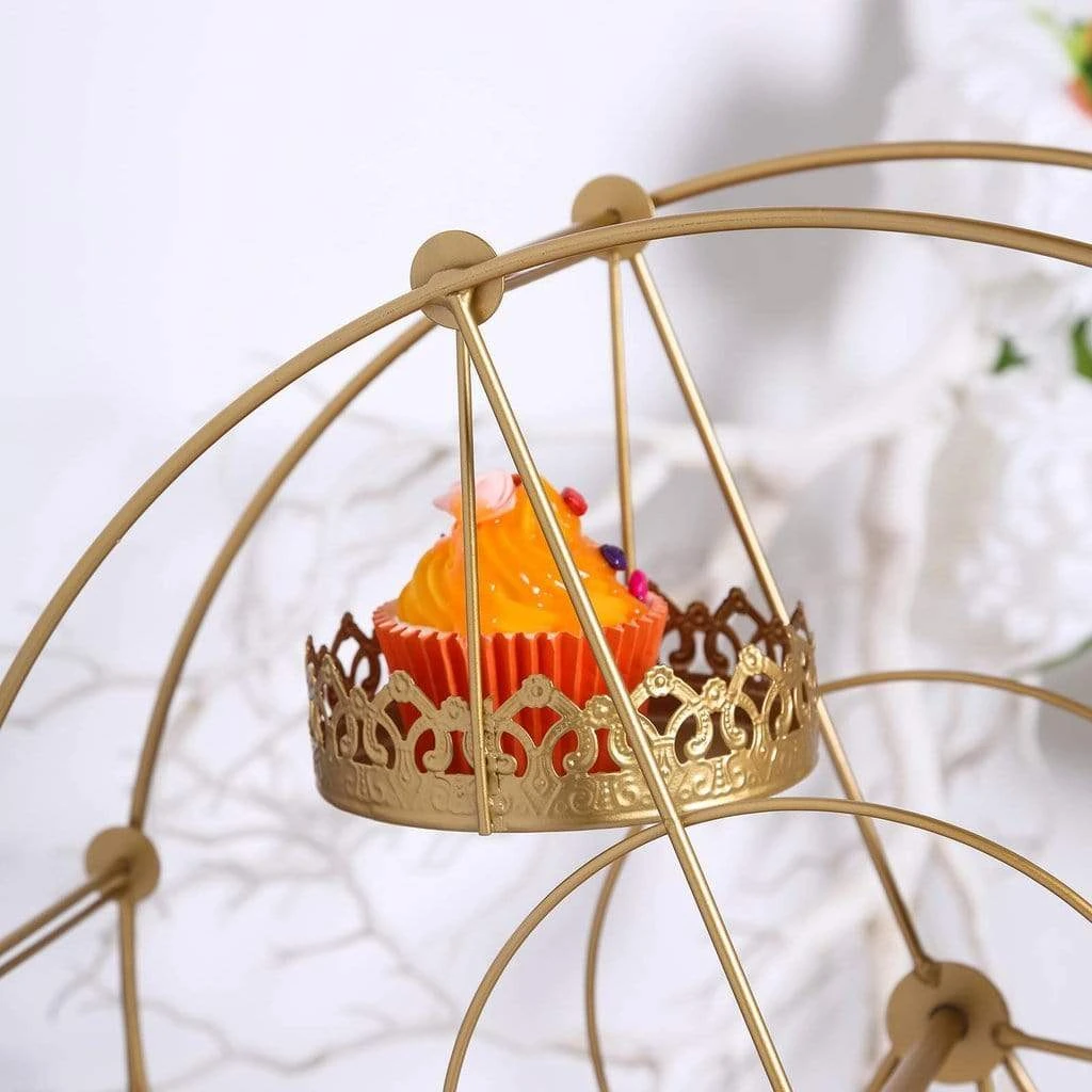 23" Tall Rotating Ferris Wheel Metal Cupcake Holders Stand - Gold 5 23" Tall Rotating Ferris Wheel Metal Cupcake Holders Stand - Gold - Image 3