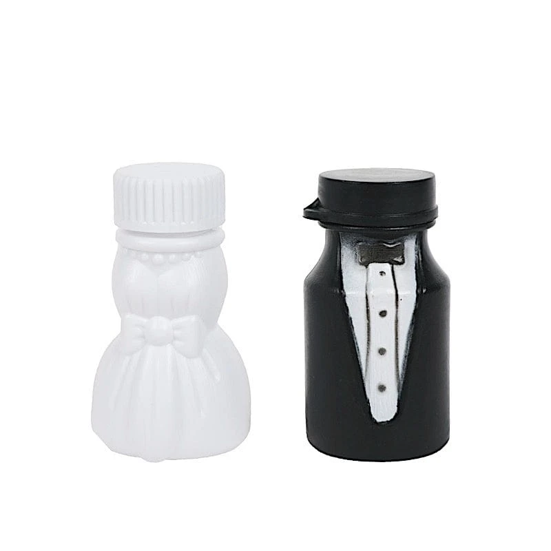 24 Bride And Groom Bubble Bottles Wedding Favors - Black And White 3 24 Bride And Groom Bubble Bottles Wedding Favors - Black And White