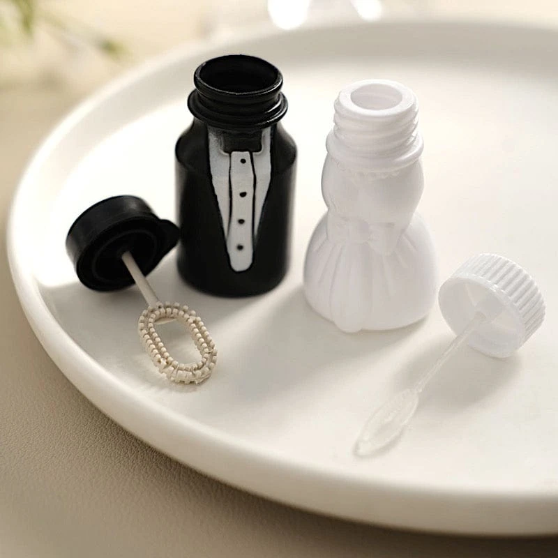 24 Bride And Groom Bubble Bottles Wedding Favors - Black And White 9 24 Bride And Groom Bubble Bottles Wedding Favors - Black And White - Image 7
