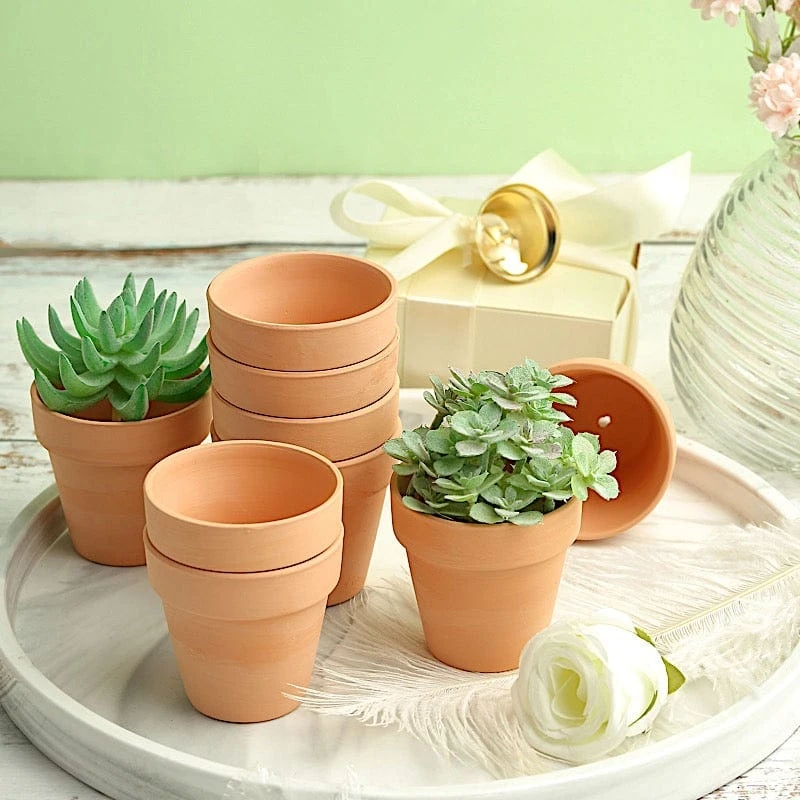 24 Mini Round 2.5" Ceramic Flower Plant Pots Succulent Planters - Terracotta 5 24 Mini Round 2.5" Ceramic Flower Plant Pots Succulent Planters - Terracotta - Image 3