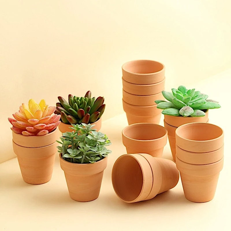 24 Mini Round 2.5" Ceramic Flower Plant Pots Succulent Planters - Terracotta 7 24 Mini Round 2.5" Ceramic Flower Plant Pots Succulent Planters - Terracotta - Image 5