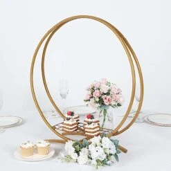 24" Round Double Frame Metal Floral Hoop Table Centerpiece - Gold 16 24" Round Double Frame Metal Floral Hoop Table Centerpiece - Gold -Optimal Home Decoration 24 round double frame metal floral hoop table centerpiece gold wod hopmet8 24 gold 30703350775871