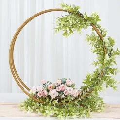 24" Round Double Frame Metal Floral Hoop Table Centerpiece - Gold 17 24" Round Double Frame Metal Floral Hoop Table Centerpiece - Gold -Optimal Home Decoration 24 round double frame metal floral hoop table centerpiece gold wod hopmet8 24 gold 30703350808639