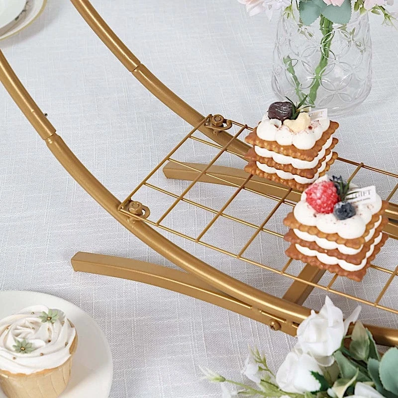 24" Round Double Frame Metal Floral Hoop Table Centerpiece - Gold 6 24" Round Double Frame Metal Floral Hoop Table Centerpiece - Gold - Image 4