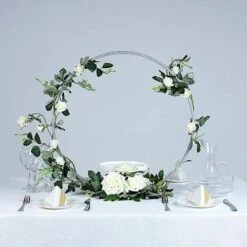 24" Round Metal Floral Hoop Standing Wreath Centerpiece Ring 36 24" Round Metal Floral Hoop Standing Wreath Centerpiece Ring -Optimal Home Decoration 24 round metal floral hoop standing wreath centerpiece ring 28968482340927