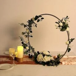 24" Round Metal Floral Hoop Standing Wreath Centerpiece Ring 37 24" Round Metal Floral Hoop Standing Wreath Centerpiece Ring -Optimal Home Decoration 24 round metal floral hoop standing wreath centerpiece ring 28968482373695
