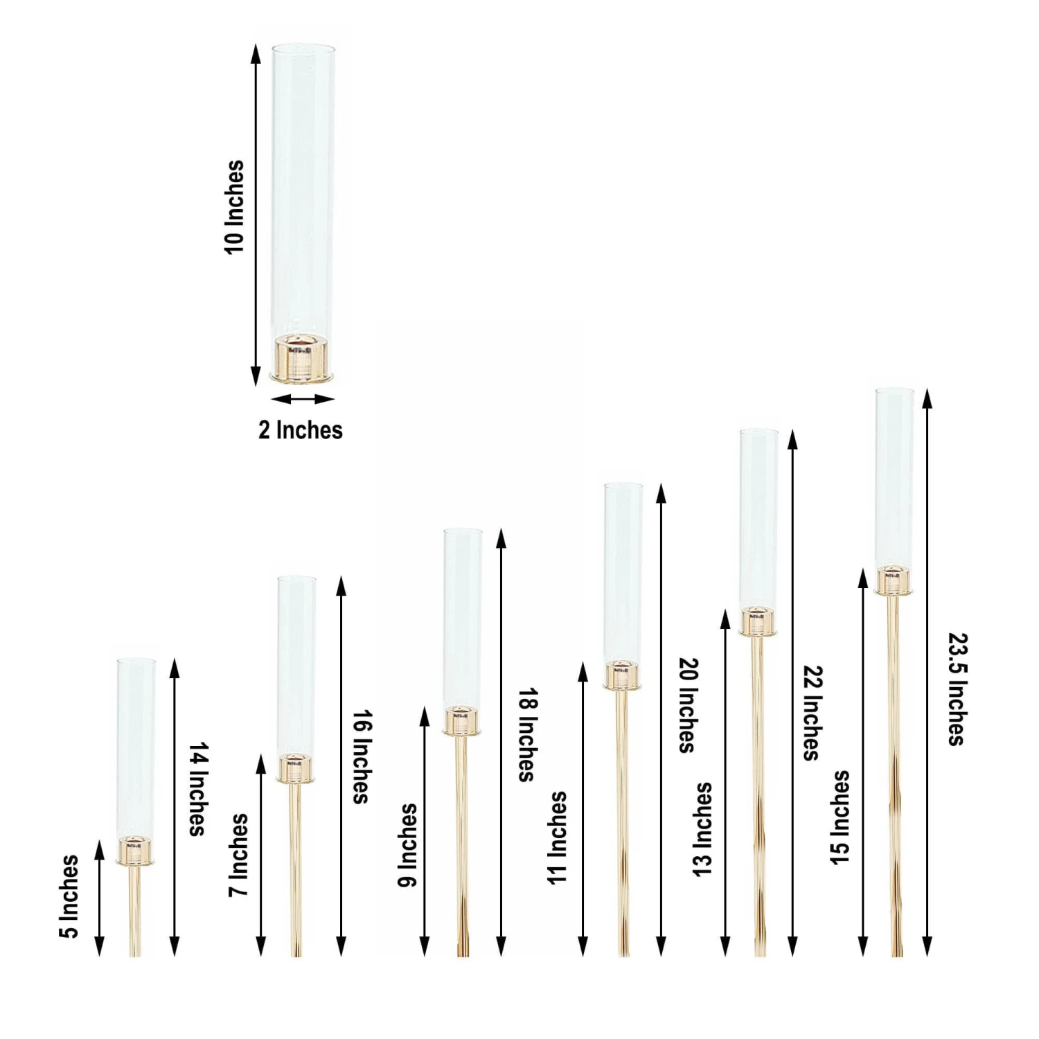 24" Tall Candelabra Candle Holder Centerpiece With Glass 6 24" Tall Candelabra Candle Holder Centerpiece With Glass - Image 4