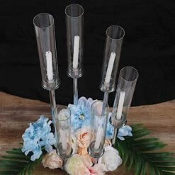 24" Tall Candelabra Candle Holder Centerpiece With Glass 32 24" Tall Candelabra Candle Holder Centerpiece With Glass -Optimal Home Decoration 24 tall candelabra candle holder centerpiece with glass 29034985652287
