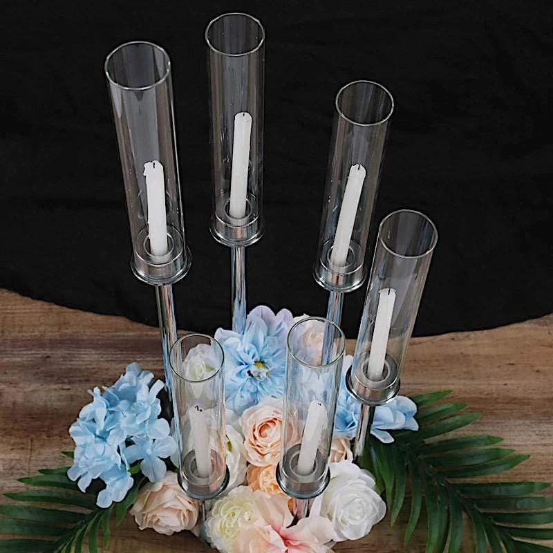 24" Tall Candelabra Candle Holder Centerpiece With Glass 17 24" Tall Candelabra Candle Holder Centerpiece With Glass - Image 15