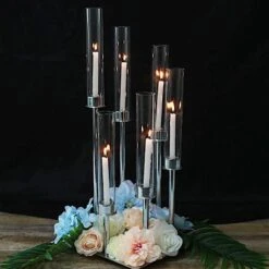 24" Tall Candelabra Candle Holder Centerpiece With Glass 33 24" Tall Candelabra Candle Holder Centerpiece With Glass -Optimal Home Decoration 24 tall candelabra candle holder centerpiece with glass 29034985685055