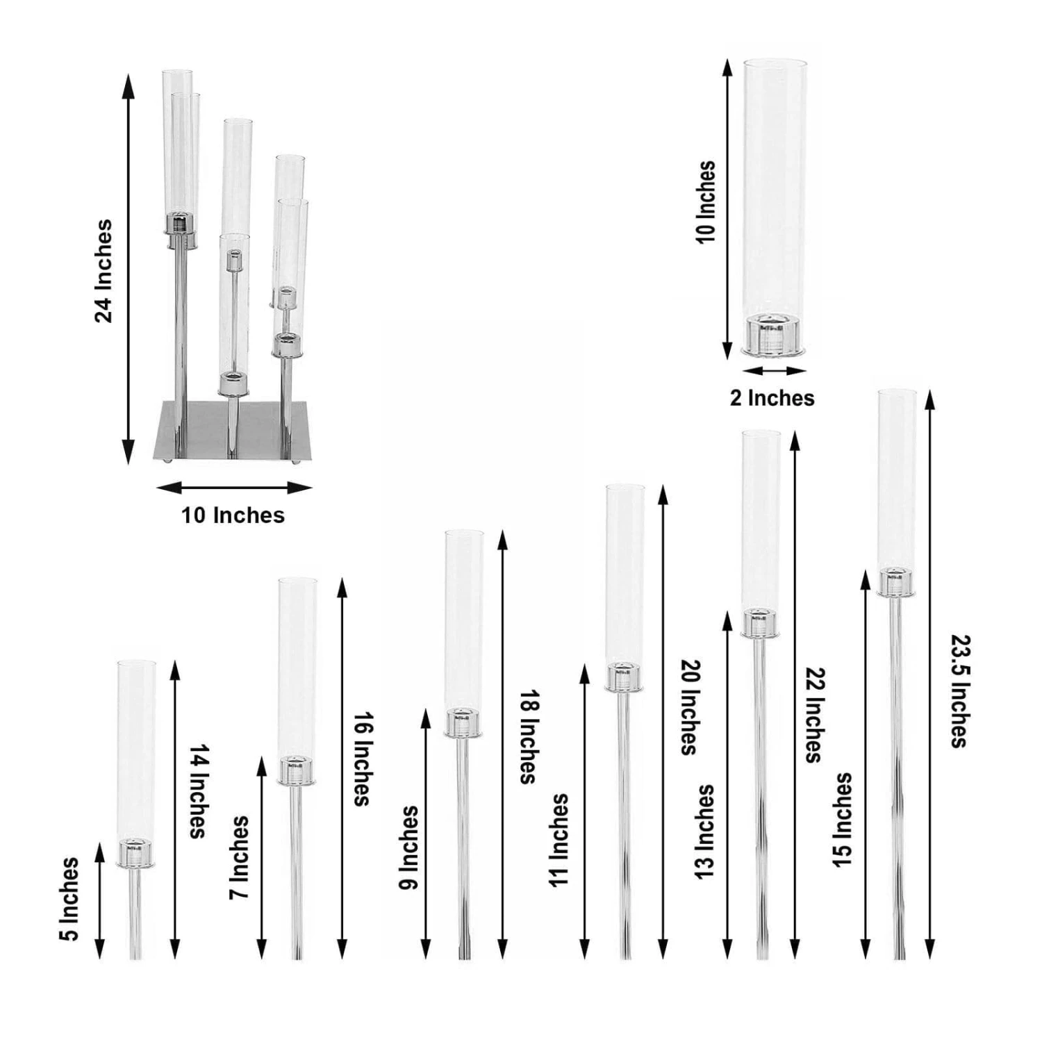 24" Tall Candelabra Candle Holder Centerpiece With Glass 13 24" Tall Candelabra Candle Holder Centerpiece With Glass - Image 11