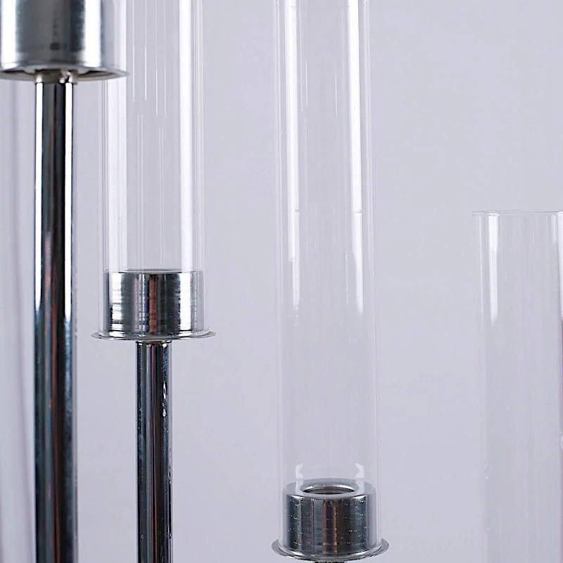 24" Tall Candelabra Candle Holder Centerpiece With Glass 16 24" Tall Candelabra Candle Holder Centerpiece With Glass - Image 14