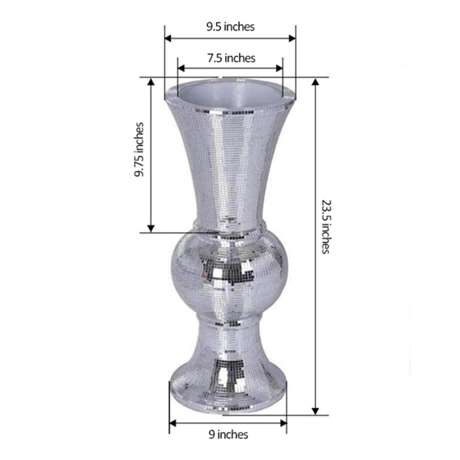 24" Tall Mirror Mosaic Wedding Vase - Silver 4 24" Tall Mirror Mosaic Wedding Vase - Silver - Image 2