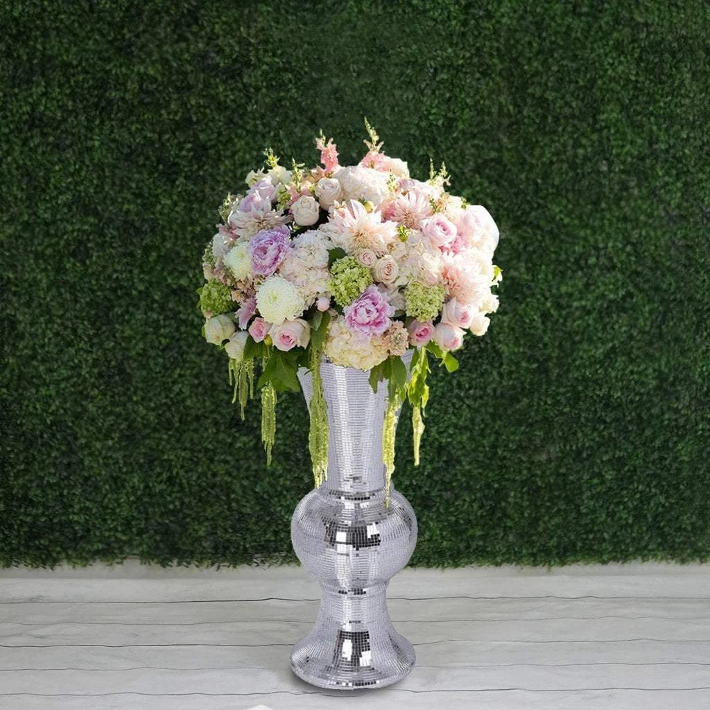 24" Tall Mirror Mosaic Wedding Vase - Silver 7 24" Tall Mirror Mosaic Wedding Vase - Silver - Image 5