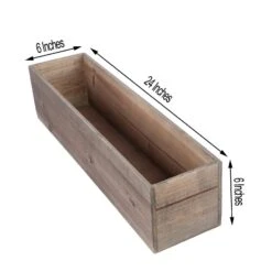24" X 6" Natural Wood Rectangular Plant Holder Boxes Centerpieces -Optimal Home Decoration 24 x 6 natural wood rectangular plant holder boxes centerpieces 28968484831295