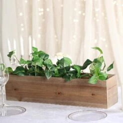 24" X 6" Natural Wood Rectangular Plant Holder Boxes Centerpieces -Optimal Home Decoration 24 x 6 natural wood rectangular plant holder boxes centerpieces 28968484896831