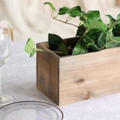 24" X 6" Natural Wood Rectangular Plant Holder Boxes Centerpieces -Optimal Home Decoration 24 x 6 natural wood rectangular plant holder boxes centerpieces 28968484929599