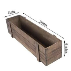24" X 6" Natural Wood Rectangular Plant Holder Boxes Centerpieces -Optimal Home Decoration 24 x 6 natural wood rectangular plant holder boxes centerpieces 28968485093439
