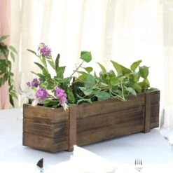 24" X 6" Natural Wood Rectangular Plant Holder Boxes Centerpieces -Optimal Home Decoration 24 x 6 natural wood rectangular plant holder boxes centerpieces 28968485191743