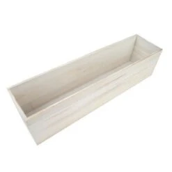 24" X 6" Natural Wood Rectangular Plant Holder Boxes Centerpieces