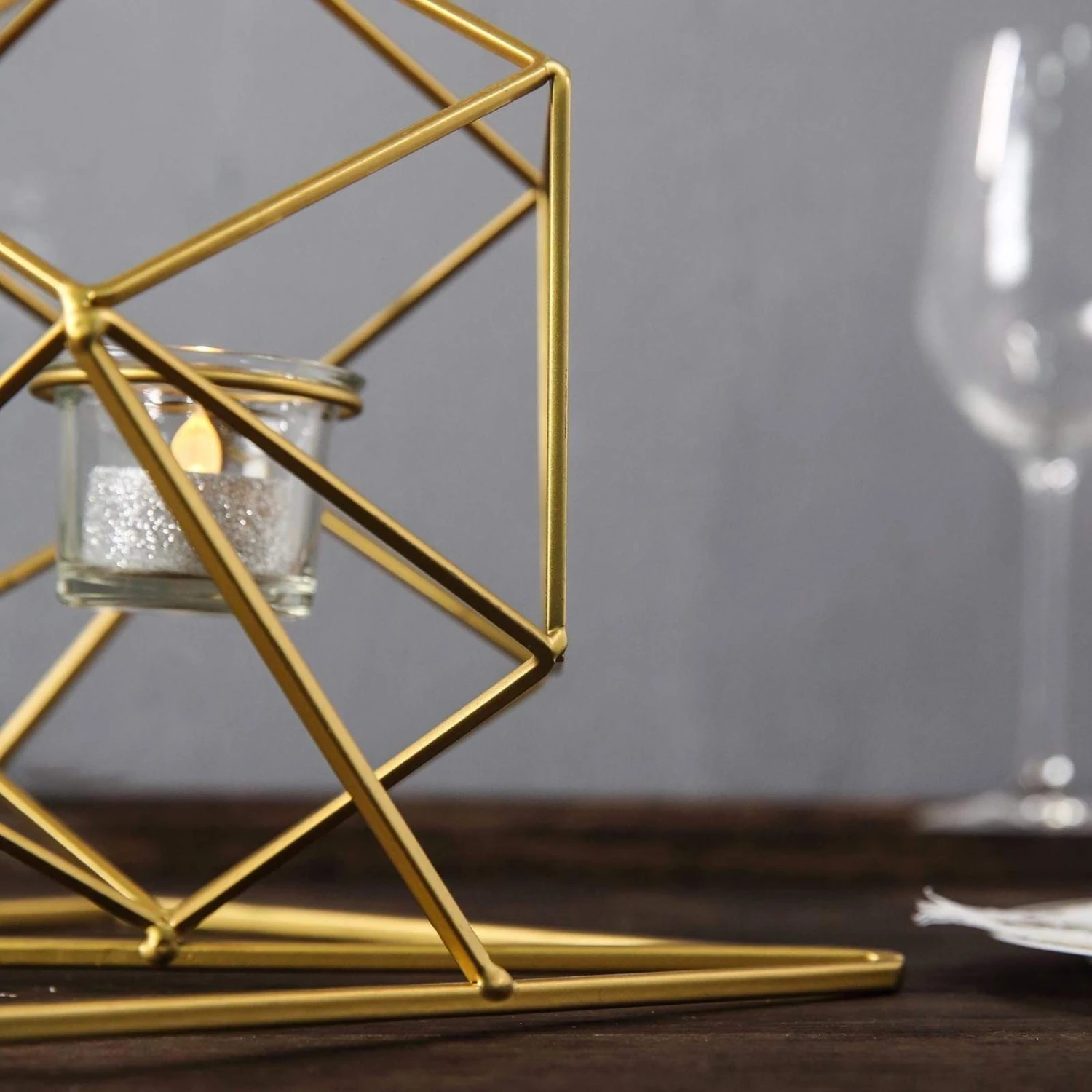 25.5" Tall Jointed Geometric Stand With Glass Votive Candle Holders 11 25.5" Tall Jointed Geometric Stand With Glass Votive Candle Holders - Image 9