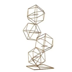 25.5" Tall Jointed Geometric Stand With Glass Votive Candle Holders