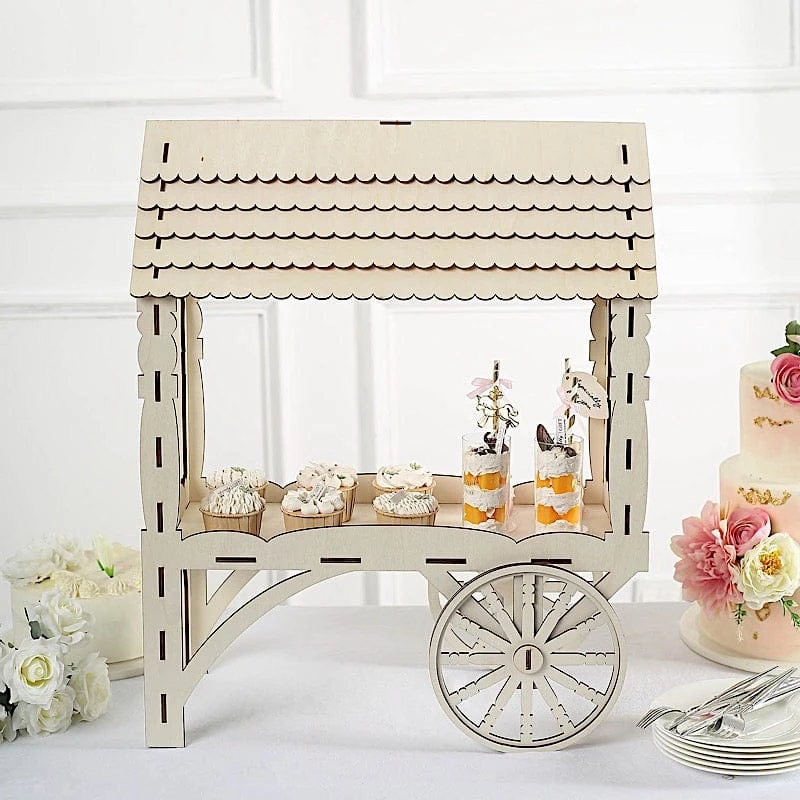 25" Mini Candy Cart Laser Cut Wooden Cupcake Dessert Stand - Natural 8 25" Mini Candy Cart Laser Cut Wooden Cupcake Dessert Stand - Natural - Image 6