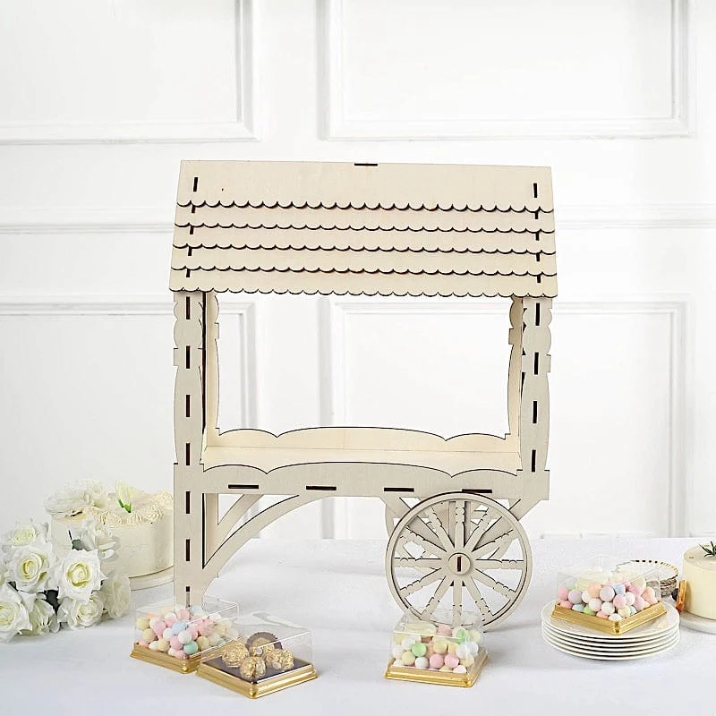 25" Mini Candy Cart Laser Cut Wooden Cupcake Dessert Stand - Natural 10 25" Mini Candy Cart Laser Cut Wooden Cupcake Dessert Stand - Natural - Image 8