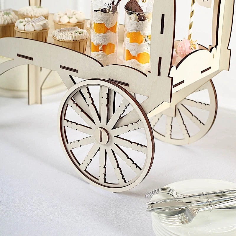 25" Mini Candy Cart Laser Cut Wooden Cupcake Dessert Stand - Natural 6 25" Mini Candy Cart Laser Cut Wooden Cupcake Dessert Stand - Natural - Image 4