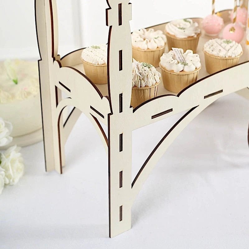 25" Mini Candy Cart Laser Cut Wooden Cupcake Dessert Stand - Natural 7 25" Mini Candy Cart Laser Cut Wooden Cupcake Dessert Stand - Natural - Image 5