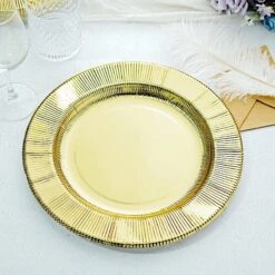 25 Round 13" Disposable Paper Charger Plates With Metallic Rim -Optimal Home Decoration 25 round 13 disposable paper charger plates with metallic rim 29335109926975