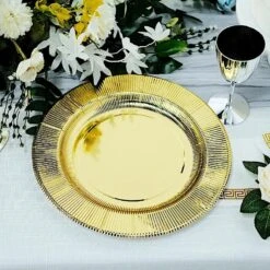 25 Round 13" Disposable Paper Charger Plates With Metallic Rim -Optimal Home Decoration 25 round 13 disposable paper charger plates with metallic rim 29335110058047