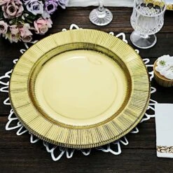 25 Round 13" Disposable Paper Charger Plates With Metallic Rim -Optimal Home Decoration 25 round 13 disposable paper charger plates with metallic rim 29335110090815