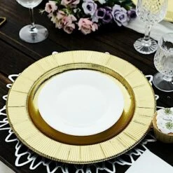 25 Round 13" Disposable Paper Charger Plates With Metallic Rim -Optimal Home Decoration 25 round 13 disposable paper charger plates with metallic rim 29335110156351