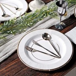 25 Round 13" Disposable Paper Charger Plates With Metallic Rim -Optimal Home Decoration 25 round 13 disposable paper charger plates with metallic rim 29335110320191