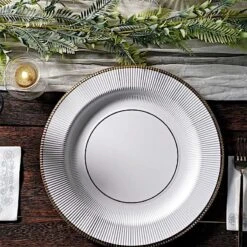 25 Round 13" Disposable Paper Charger Plates With Metallic Rim -Optimal Home Decoration 25 round 13 disposable paper charger plates with metallic rim 29335110385727