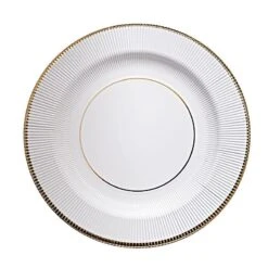 25 Round 13" Disposable Paper Charger Plates With Metallic Rim -Optimal Home Decoration 25 round 13 disposable paper charger plates with metallic rim dsp chrg r0011 whtgd 29335110189119