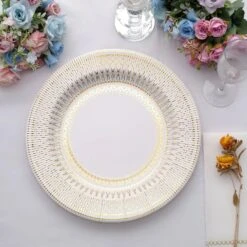 25 Round 13" Vintage Style Paper Serving Plates - Gold And White -Optimal Home Decoration 25 round 13 vintage style paper serving plates gold and white dsp chrg r0021 whtgd 30923078565951